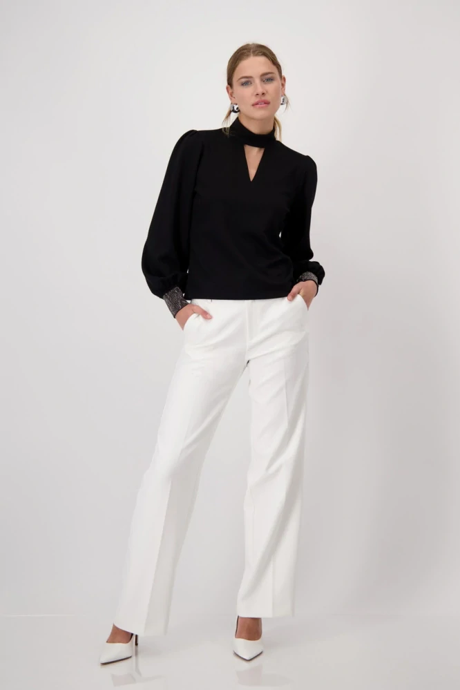 Monari dámská elegantní jednobarevná halenka s dlouhým rukávem černá