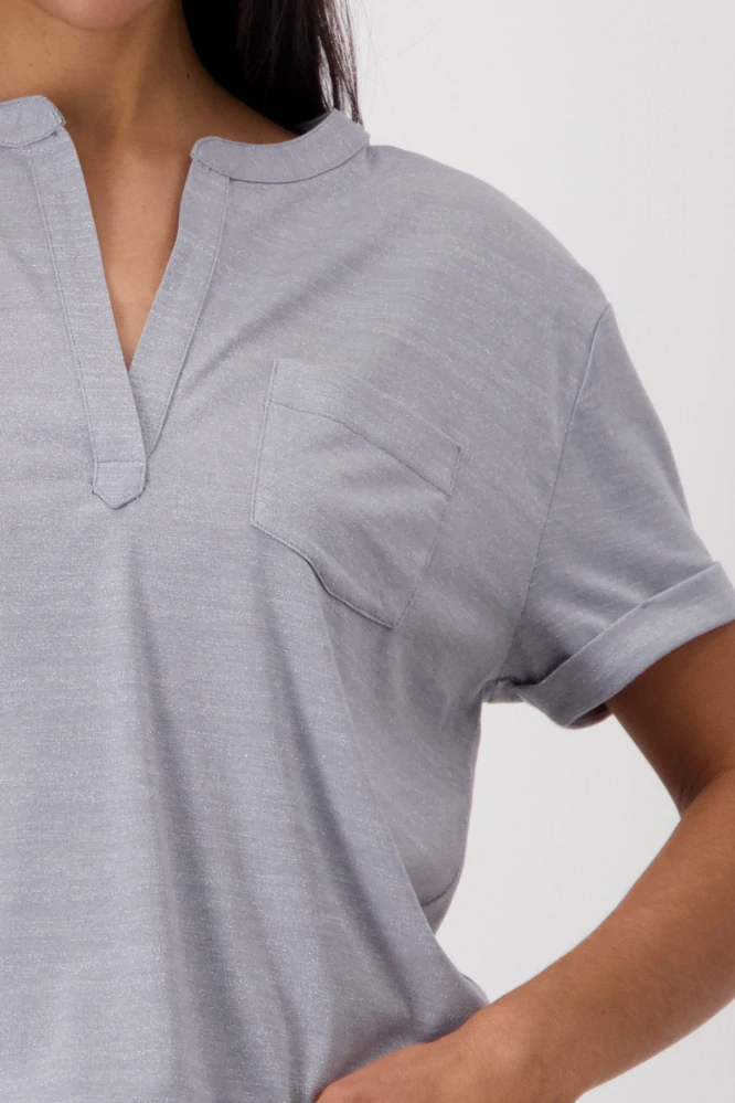 Monari tričko s výstřihem do V a třpytivým lurexem