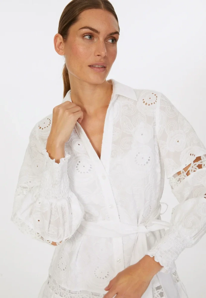 Marc Aurel vyšívané popelínové šaty volného střihu