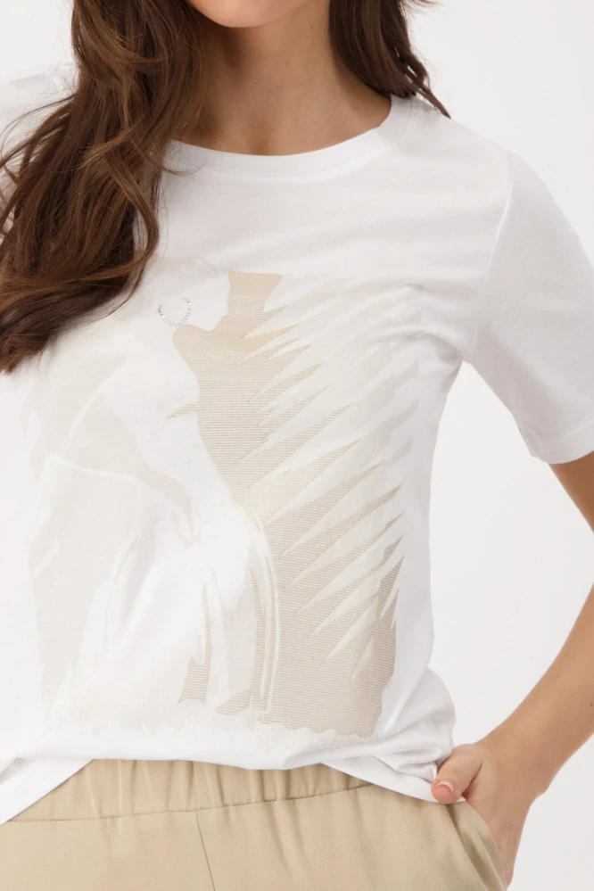 Monari tričko s béžovým abstraktním potiskem