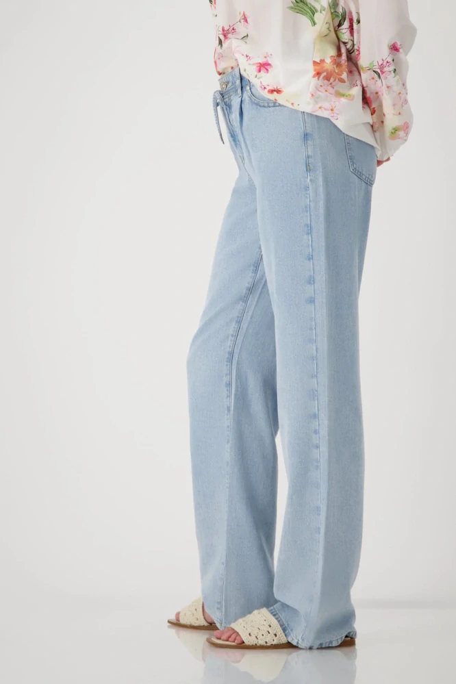 Monari džínové kalhoty s páskem na zavazování