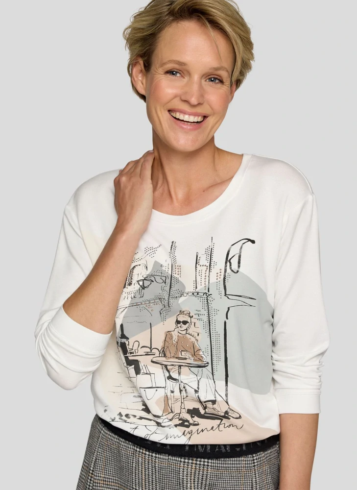 RABE tričko s motivem města a třpytivými kamínky