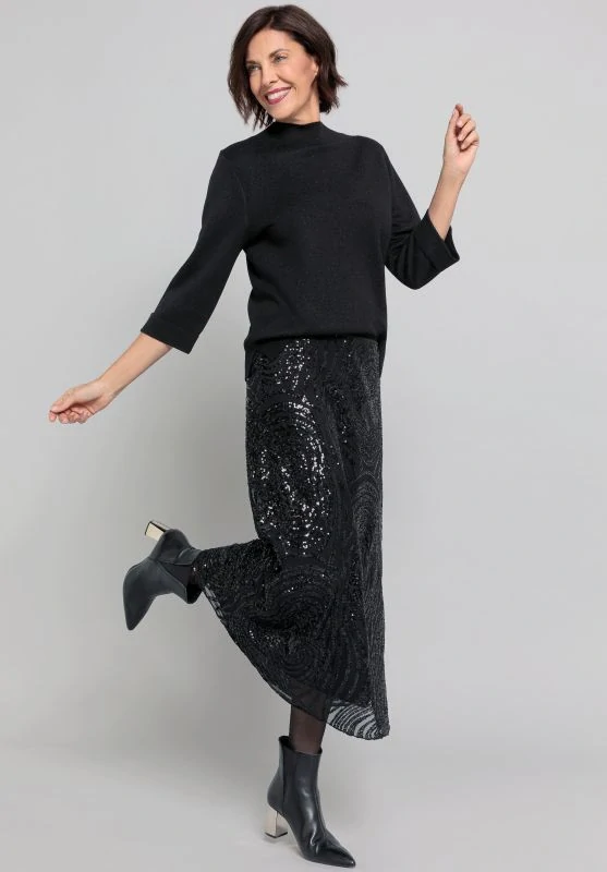 Bianca černá sukně s flitrovým vzorem