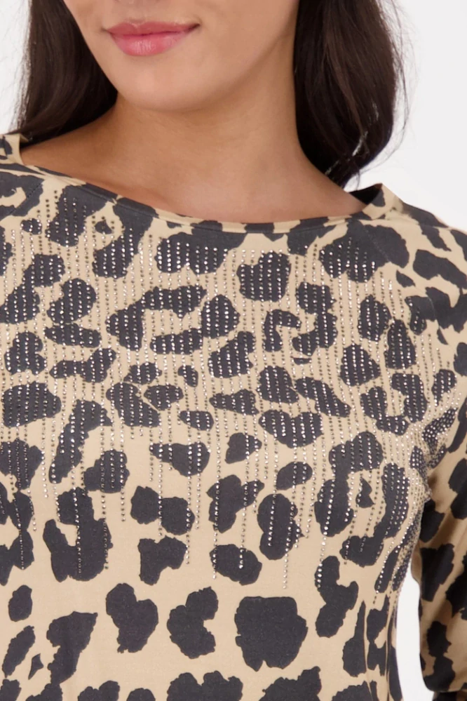 Monari tričko s dlouhým rukávem a leopardím vzorem