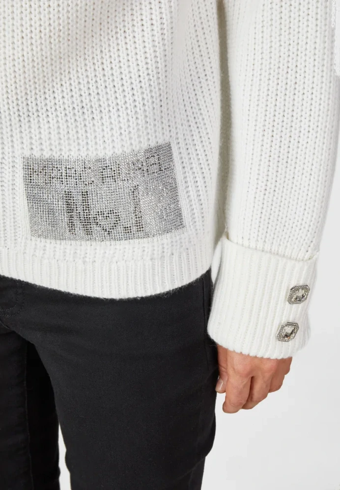 Marc Aurel bílý rolákový svetr s jemným lesklým detailem