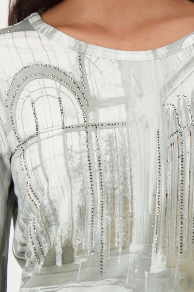 Monari tričko s dlouhým rukávem a galerijním potiskem