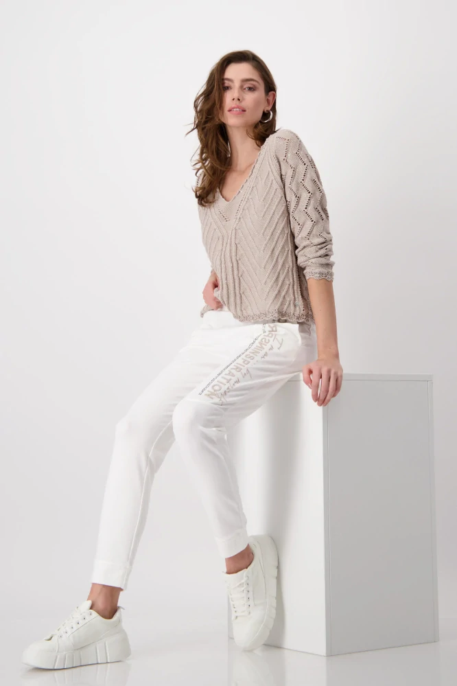 Monari stylový dámský pletený svetr s jemným vzorem