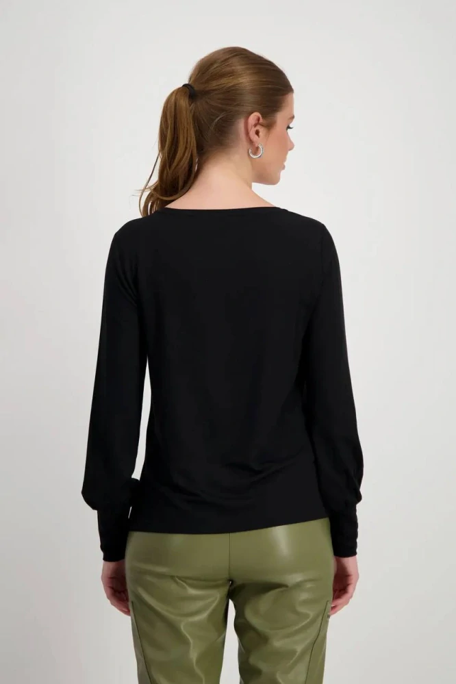 Monari dámské tričko v moderním designu s dlouhými rukávy bílý a černý