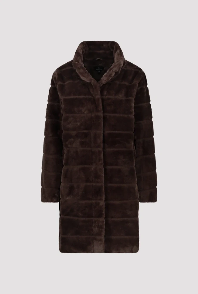 Monari útulný a stylový kabát z umělé kožešiny
