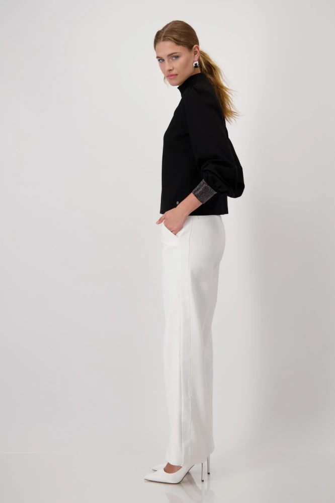 Monari dámská elegantní jednobarevná halenka s dlouhým rukávem černá