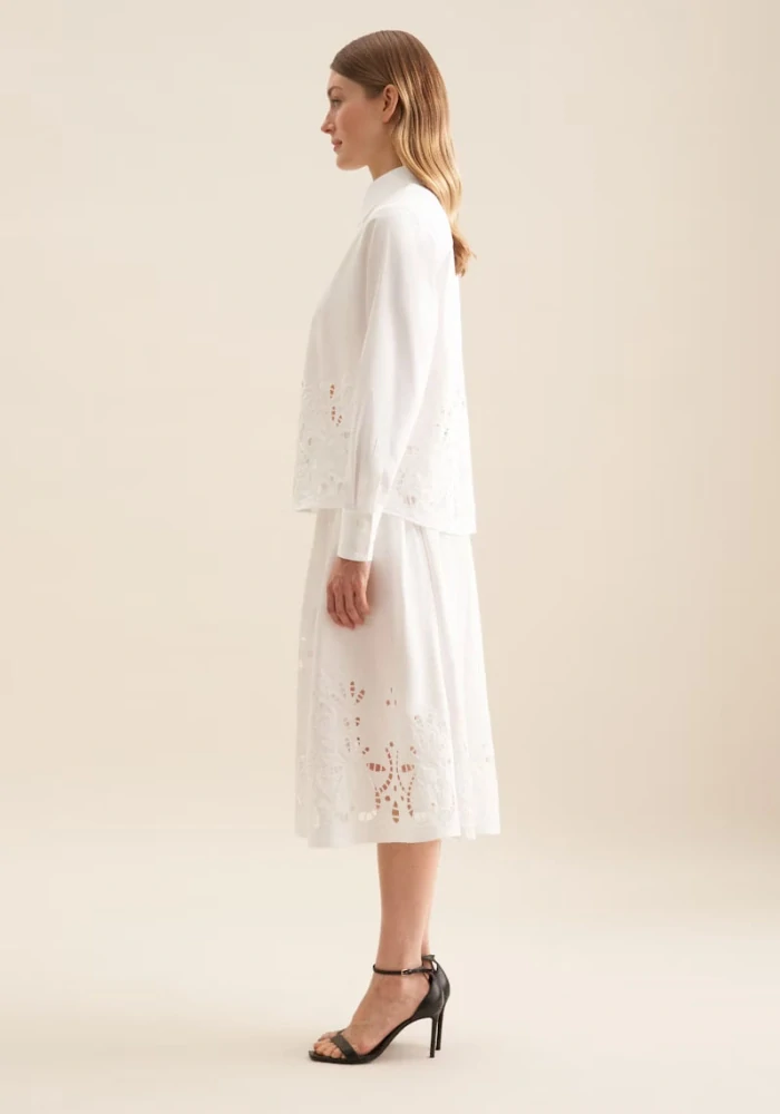 Seidensticker elegantní bílá košile s výšivkou