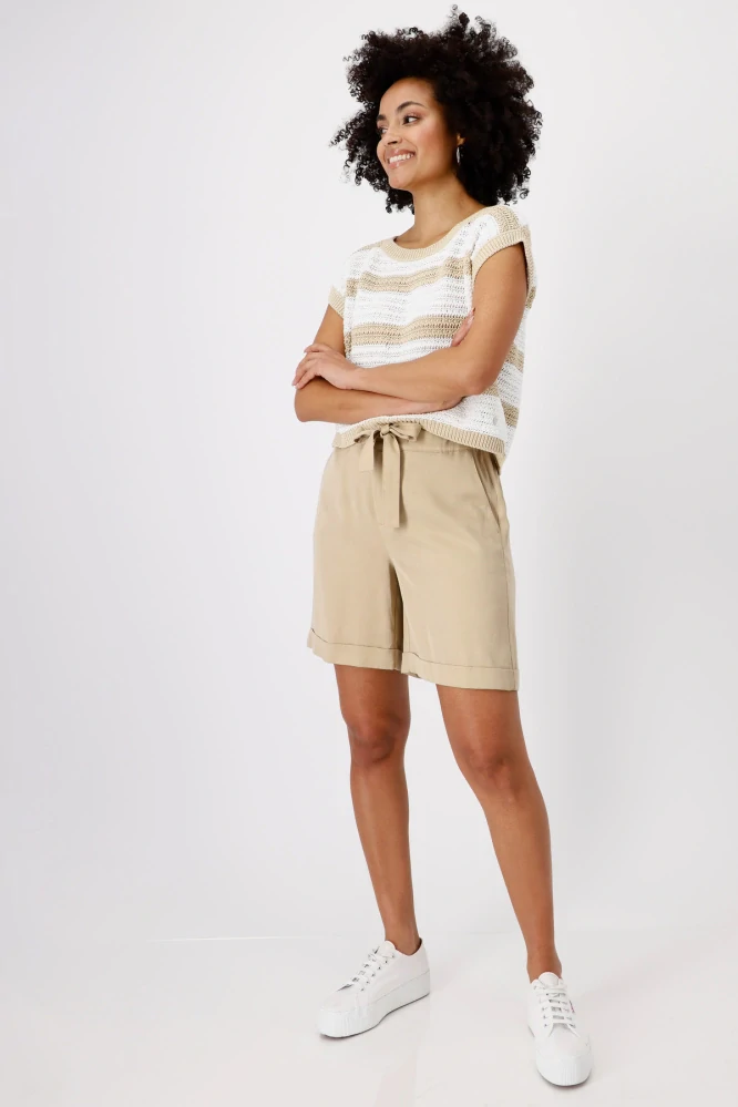 Monari pletený svetr s krátkým rukávem a pruhy