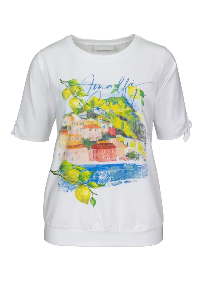 Bianca stylové tričko s potiskem a kulatým výstřihem