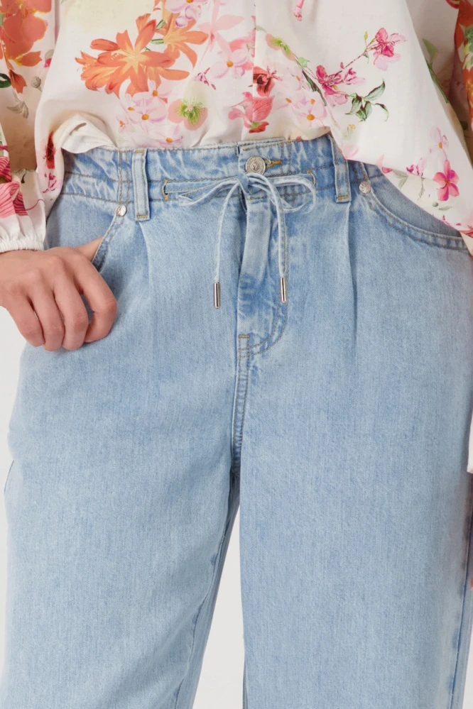 Monari džínové kalhoty s páskem na zavazování