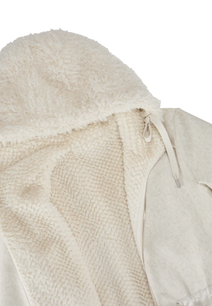 Milestone oboustranný kabát MSKim s kapucí z pletené umělé kožešiny