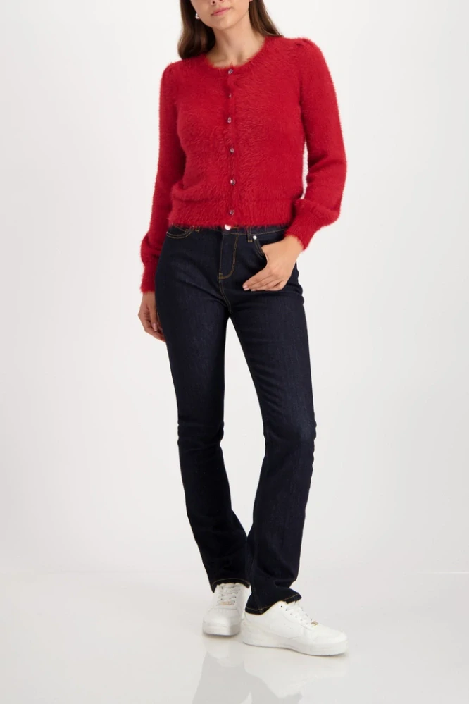 Monari kardigan na knoflíky – červený
