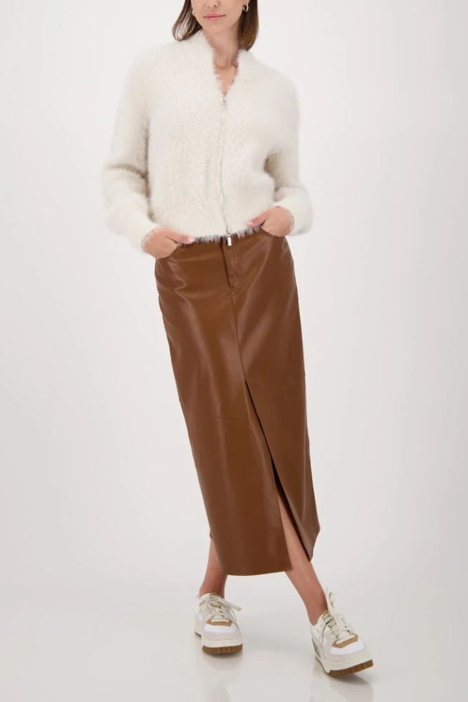 Monari svetr na zip – krémový