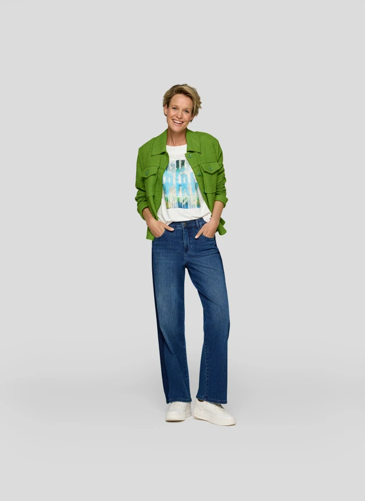 RABE bílá viskózová halenka s barevným potiskem