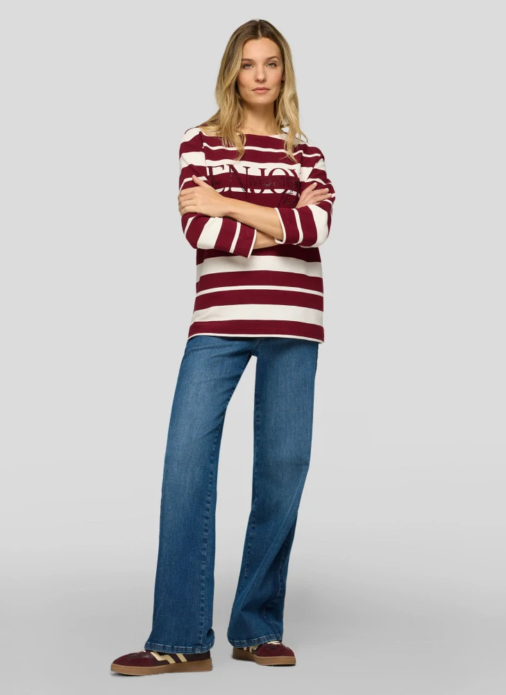 RABE pruhovaná halenka s 3/4 rukávem a nápisem