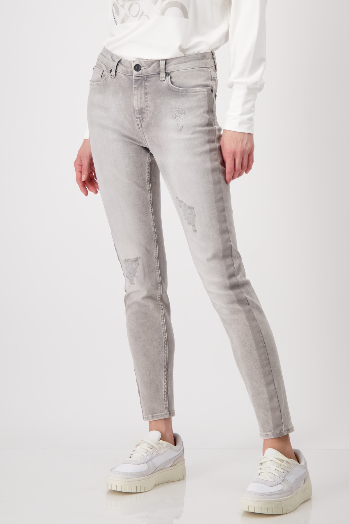 Monari moderní dámské džíny skinny šedé