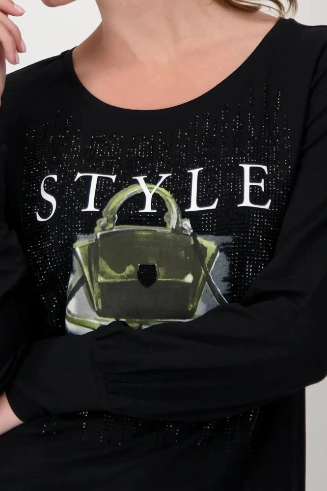 Monari dámské tričko v moderním designu s dlouhými rukávy bílý a černý