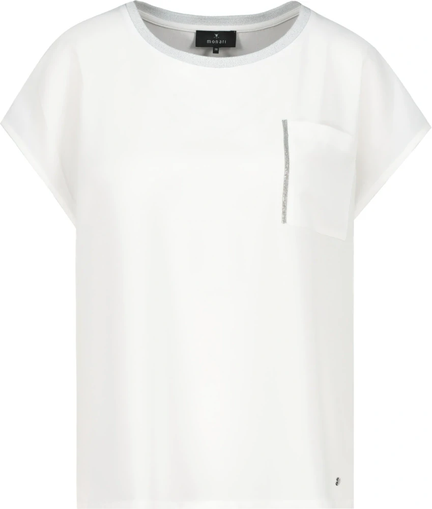 Monari stylová halenka s ozdobnou kapsou bílá