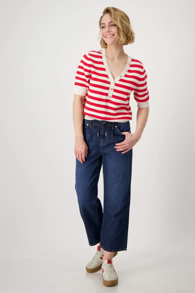 Monari pletený svetr s krátkým rukávem a knoflíky