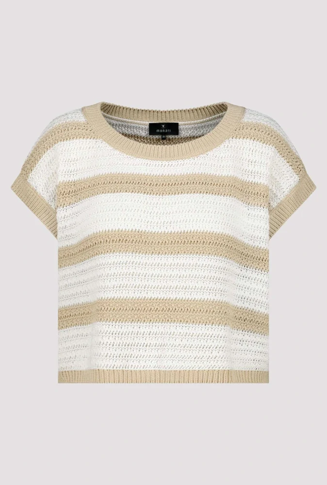 Monari pletený svetr s krátkým rukávem a pruhy