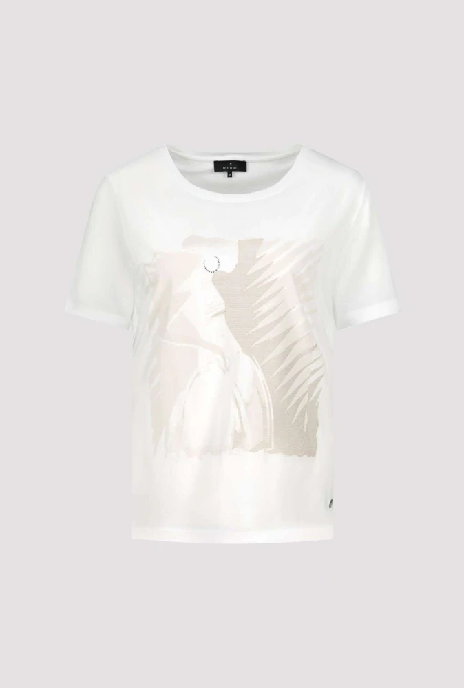 Monari tričko s béžovým abstraktním potiskem