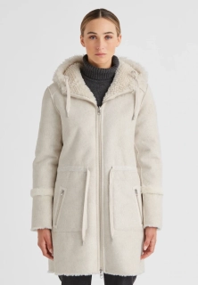 Milestone oboustranný kabát MSKim s kapucí z pletené umělé kožešiny