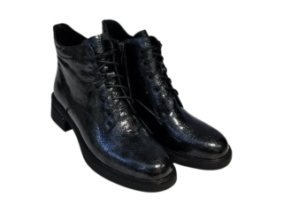 Urban Ladies stylové modré kotníkové boty s jemným metalickým leskem