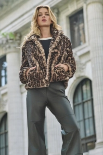 Monari leopardí kabátek z umělé kožešiny