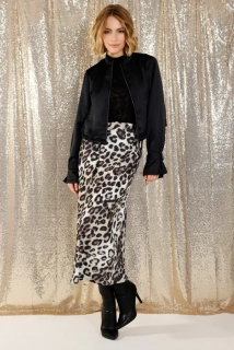 Monari saténová sukně s leopardím vzorem