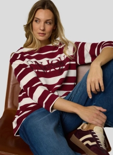 RABE pruhovaná halenka s 3/4 rukávem a nápisem