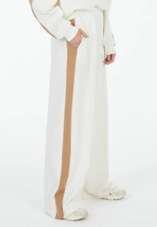 Marc Aurel krémové široké kalhoty s kontrastním bočním pruhem