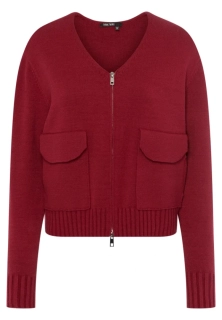 Marc Aurel červený kardigan na zip s předními kapsami