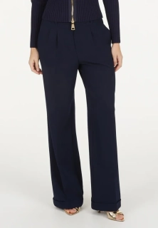 Marc Aurel tmavě modré elegantní kalhoty se širokou nohavicí