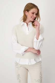 Monari dámská pletená vesta v jemném krémovém odstínu