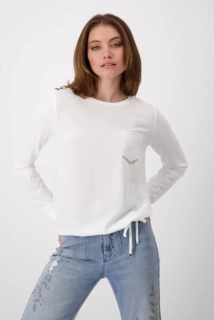 Monari elegantní halenka s ozdobnou kapsou bílá