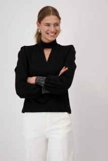 Monari dámská elegantní jednobarevná halenka s dlouhým rukávem černá