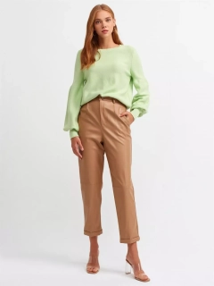 Koženkové kalhoty s vysokým pasem