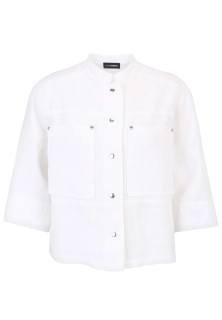 Doris Streich bílá lněná bunda s minimalistickým designem