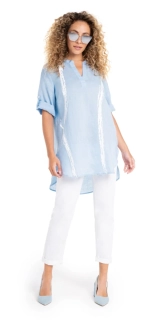 Doris Streich světle modrá tunika z lehkého lněného materiálu 