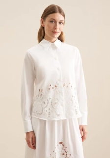 Seidensticker elegantní bílá košile s výšivkou
