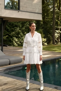 Marc Aurel vyšívané popelínové šaty volného střihu