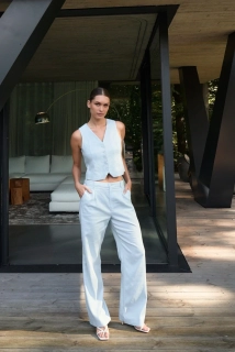 Marc Aurel plisované kalhoty ze směsi lnu