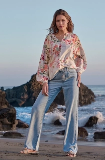 Monari džínové kalhoty s páskem na zavazování