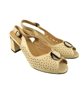 Urban Ladies dámské krémové sandály s otevřenou špičkou a kovovou sponou