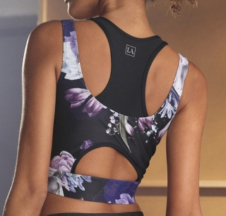 LASCANA ACTIVE Sportovní top v černo-květinové barvé